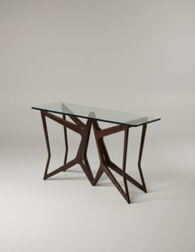 Wood Console with Glass top