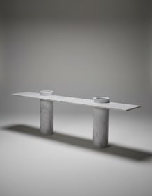 Carrara marble console by Angelo Mangiarotti for Skipper, Italy.