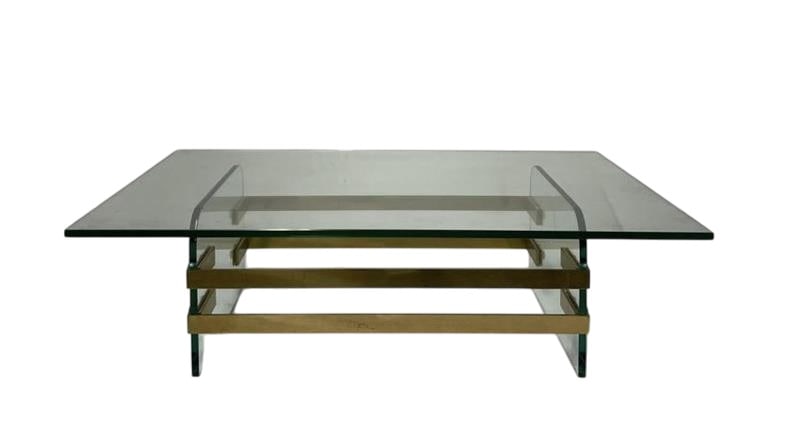 Fontana Arte Coffee Table, Italy, c.1950: Fontana Arte coffee table Solid brass base with thick glass