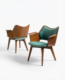 Chairs in curved wood, attr. Vittorio Nobili, Italy, c.1950