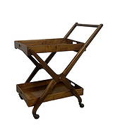 Vintage Rolling Cart: Italian Mid Century Modern Vintage cart with two removeable traysCan be used as a serving cart, tea cart or a liquor bar cart.Top and bottom shelves lift off the cart and can be used as a breakfast in