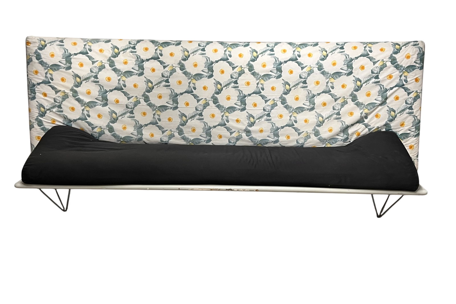 Paolo Deganello Sofa #2: Paolo Deganello Sofa Model Squash lacquered wood and metal, upholstered fabric. Driade Manufacture. Condition Fair, some usage wear and marks on the base. Pair available