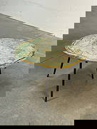 Low table by Arosio, Italy, c.1950: Very unique table with a textured fish design underneath a piece of glass. It looks like a piece of art.
