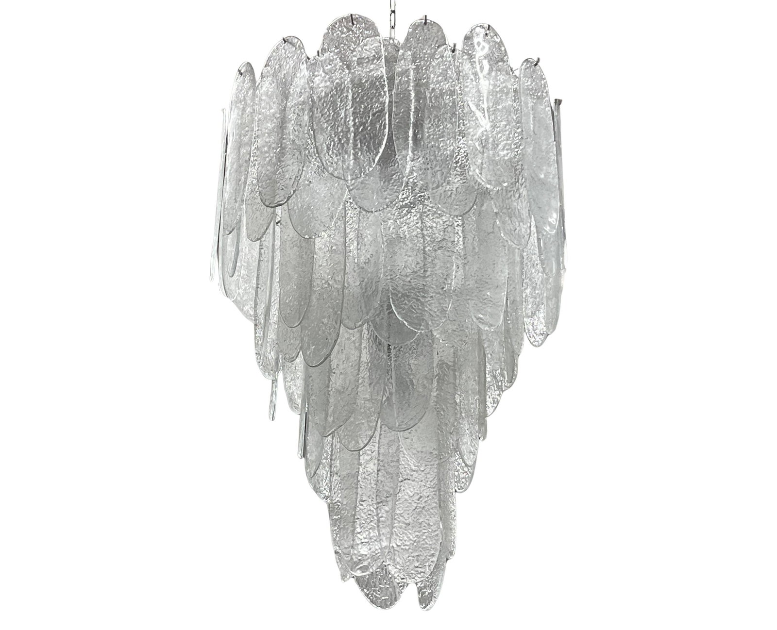 Italian Murano Chandelier: 80 Pieces of Glass 10 Light Sockets US Wired. Old new stock vintage clear textured glass, new structure. Not UL Certified