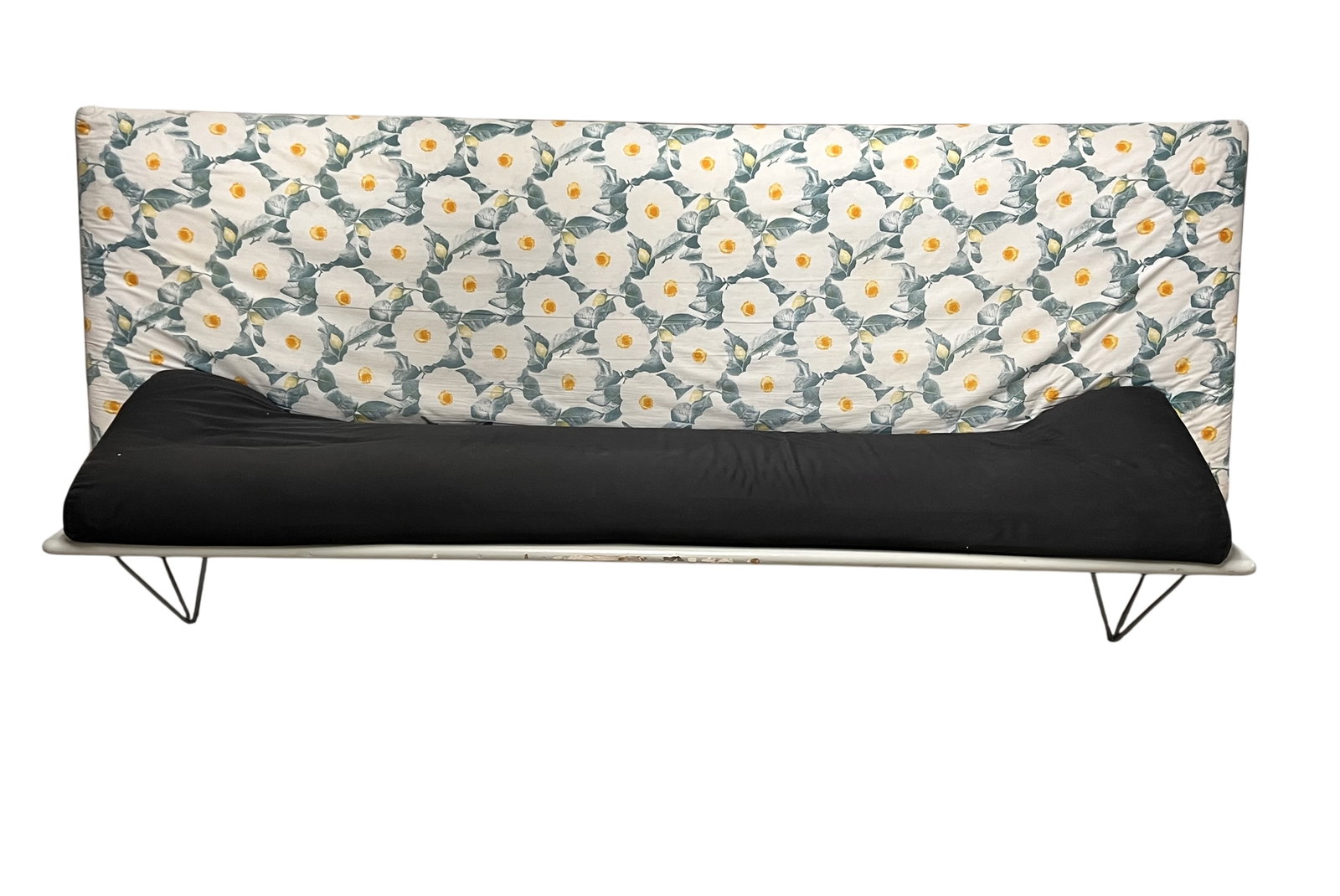 Paolo Deganello Sofa #2: Paolo Deganello Sofa Model Squash lacquered wood and metal, upholstered fabric. Driade Manufacture. Condition Fair, some usage wear and marks on the base. Pair available
