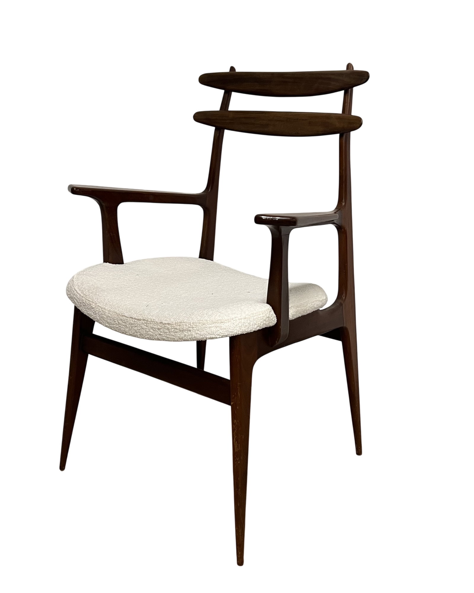 Giordano Forti Armchair: Giordano Forti attributed armchair. Great for a desk or sitting area. Wood and padded fabric