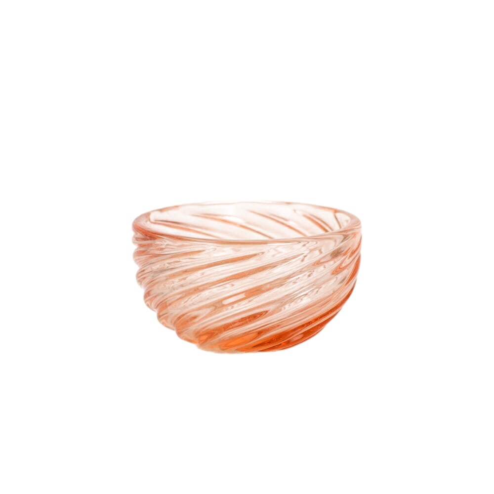 Glass Bowl by Carlo Scarpa: CARLO SCARPA Produced by Venini & C., Italy, ca. 1935 Rose-colored 'Diamante' glass bowl with a polylobed section and a circular mouth. Acid-etched mark "Venini Murano." Bibliografia: Marino Barovier