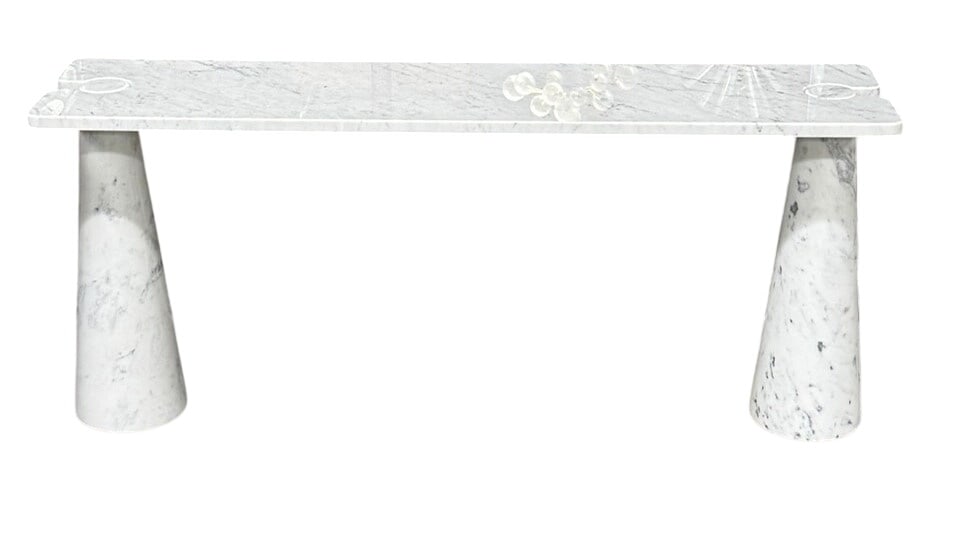 Mangiarotti Carrera Marble Console: Eros Model Angelo Mangiarotti Carrara Marble console for Skipper 1970s