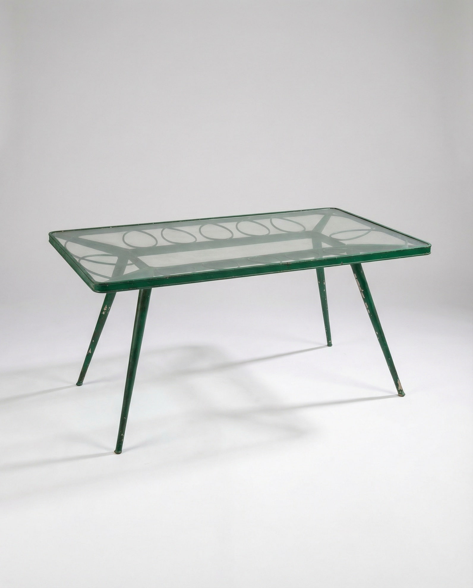 Vintage Outdoor Gio Ponti Table: Gio Ponti vintage outdoor big table in lacquered steel prod. “Casa e Giardino”, Italy, c.1950 Needs some minor Restoration/Refinishing