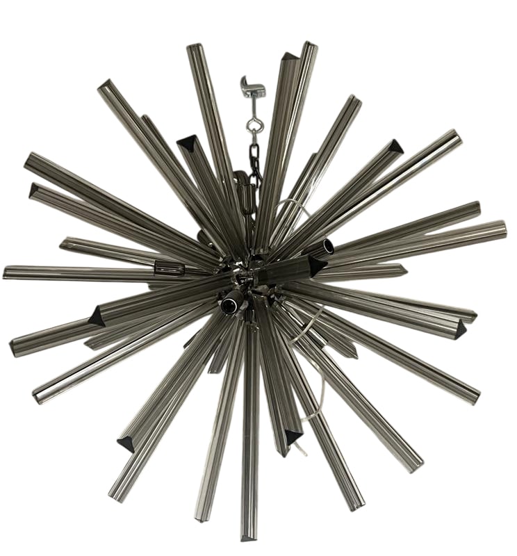 Triedi Sputnik Chandelier: Murano Crystal Triedi Chandelier New Structure, Old Glass Gray rays Not UL Certified May need rewired