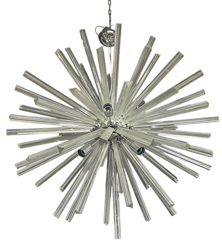 Triedi Sputnik Chandelier: Murano Crystal Triedi Chandelier New Structure, Old Glass Clear rays Not UL Certified May need rewired