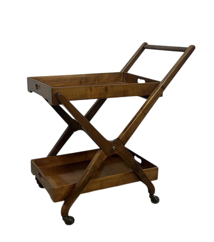 Vintage Rolling Cart: Italian Mid. Century Modern Vintage cart with two removeable traysCan be used as a serving cart, tea cart or a liquor bar cart. Top and bottom shelves lift off the cart and can be used as a breakfast 