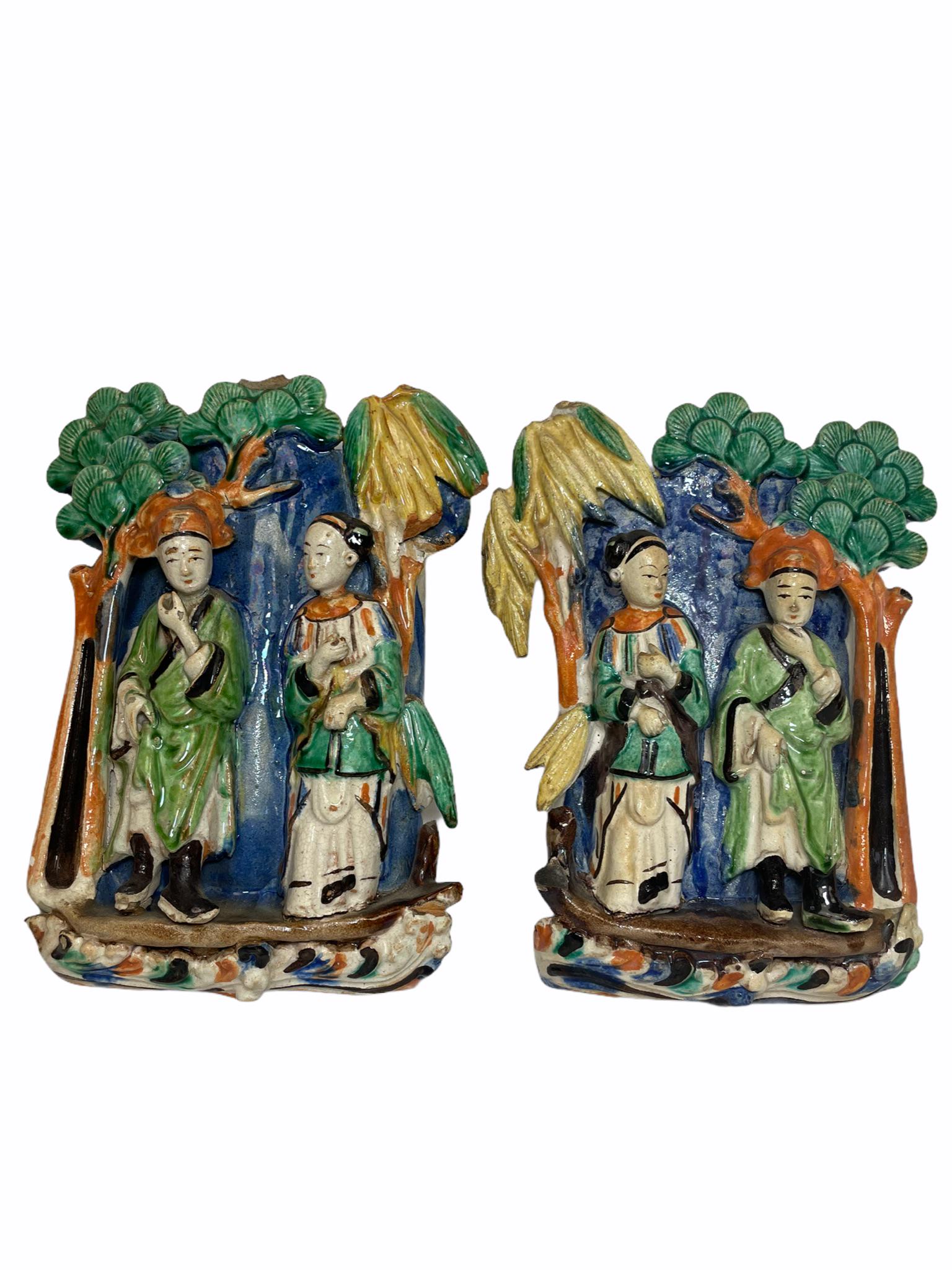 Pair of glazed pottery chopsticks holder (1 of 5)