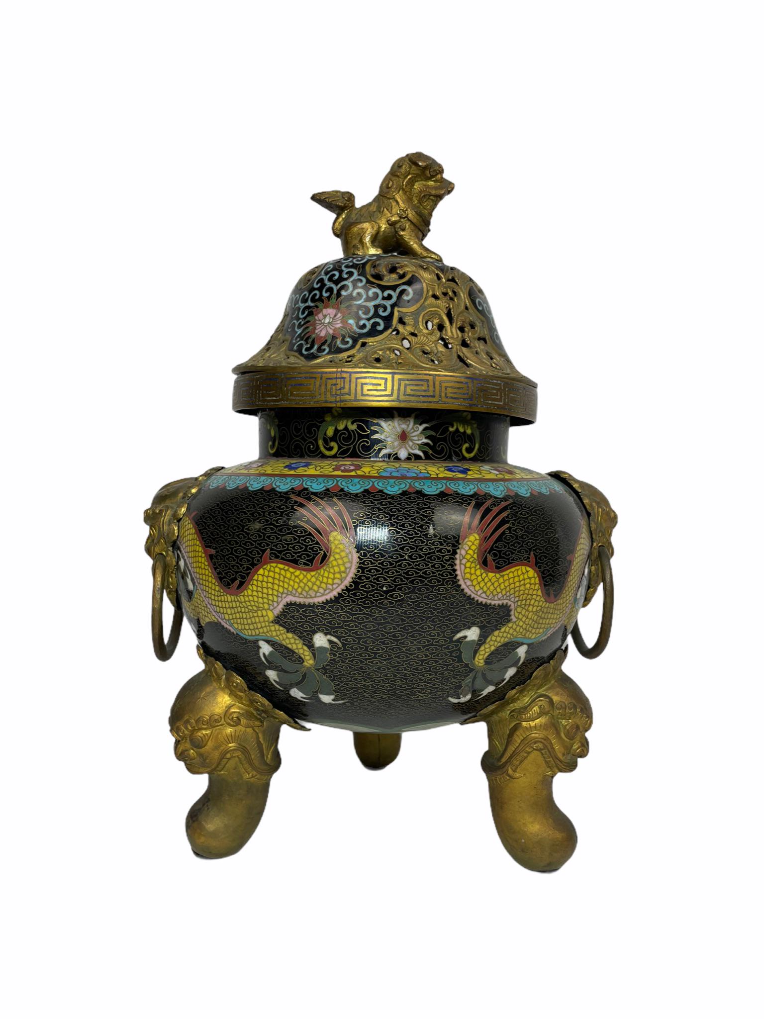 Beautiful Large chinese cloisonne incense burner (1 of 11)