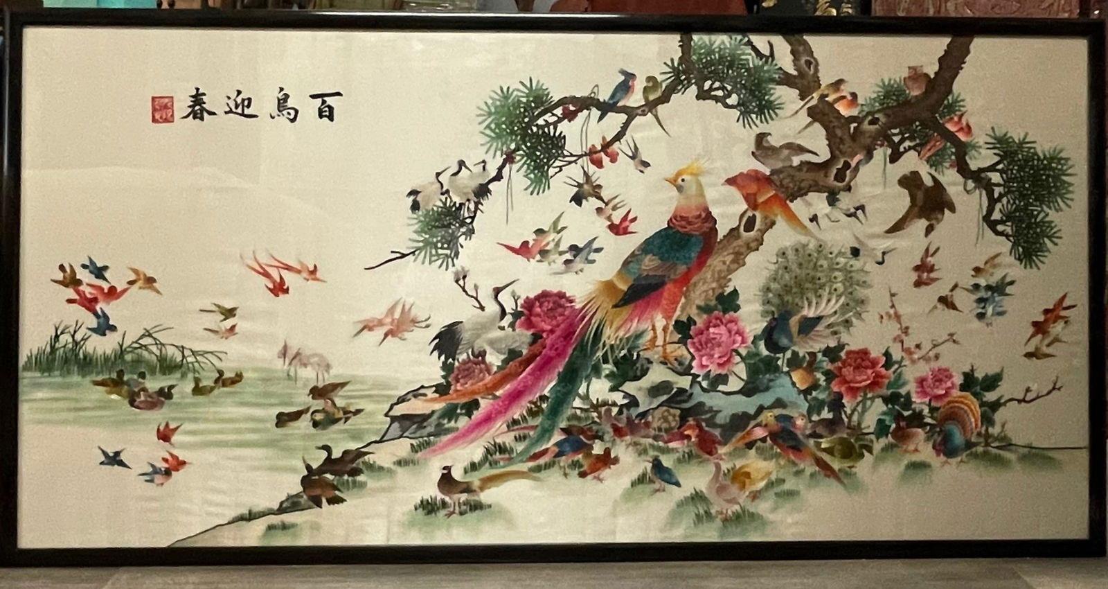 Large chinese hand made silk embroidery (1 of 9)