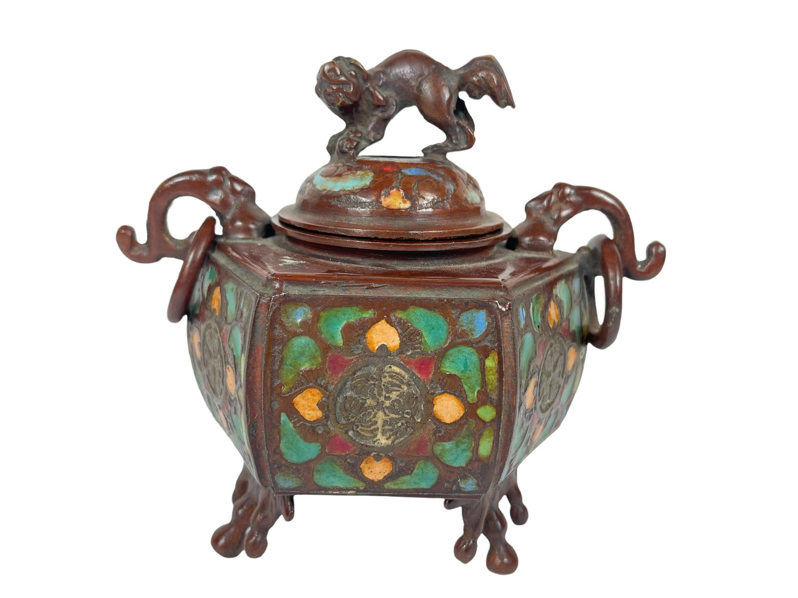 A colored bronze inlaid chinese censor burner (1 of 7)