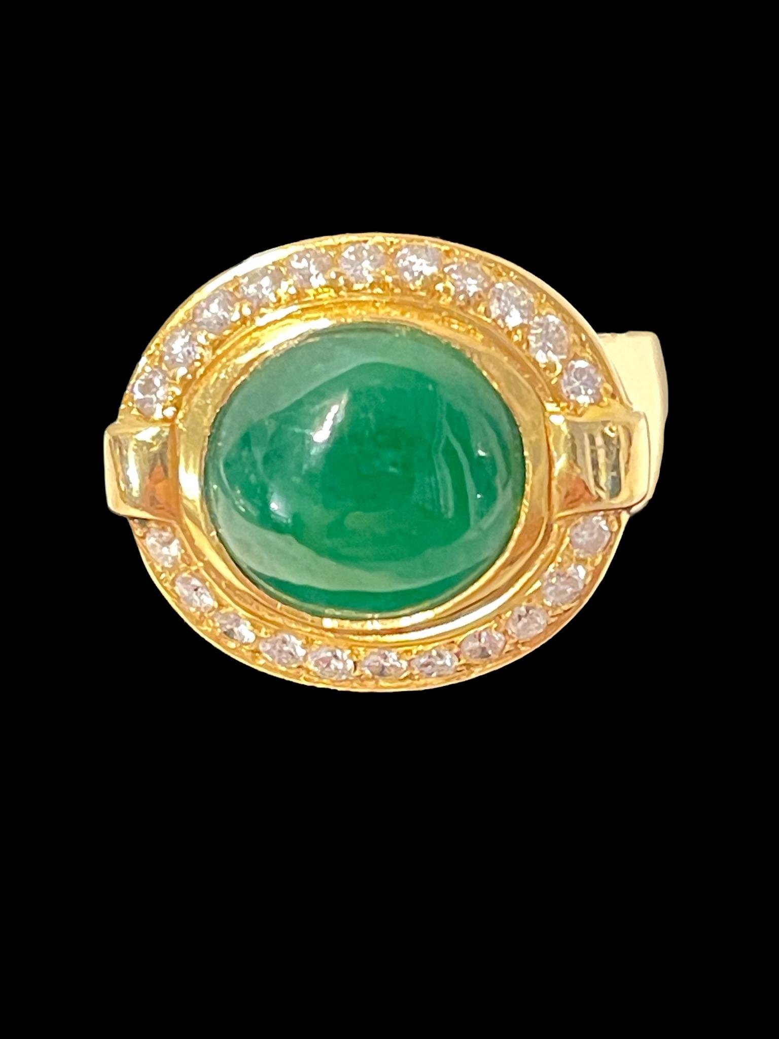 Fine 18k gold with diamond and green jade ring (1 of 4)