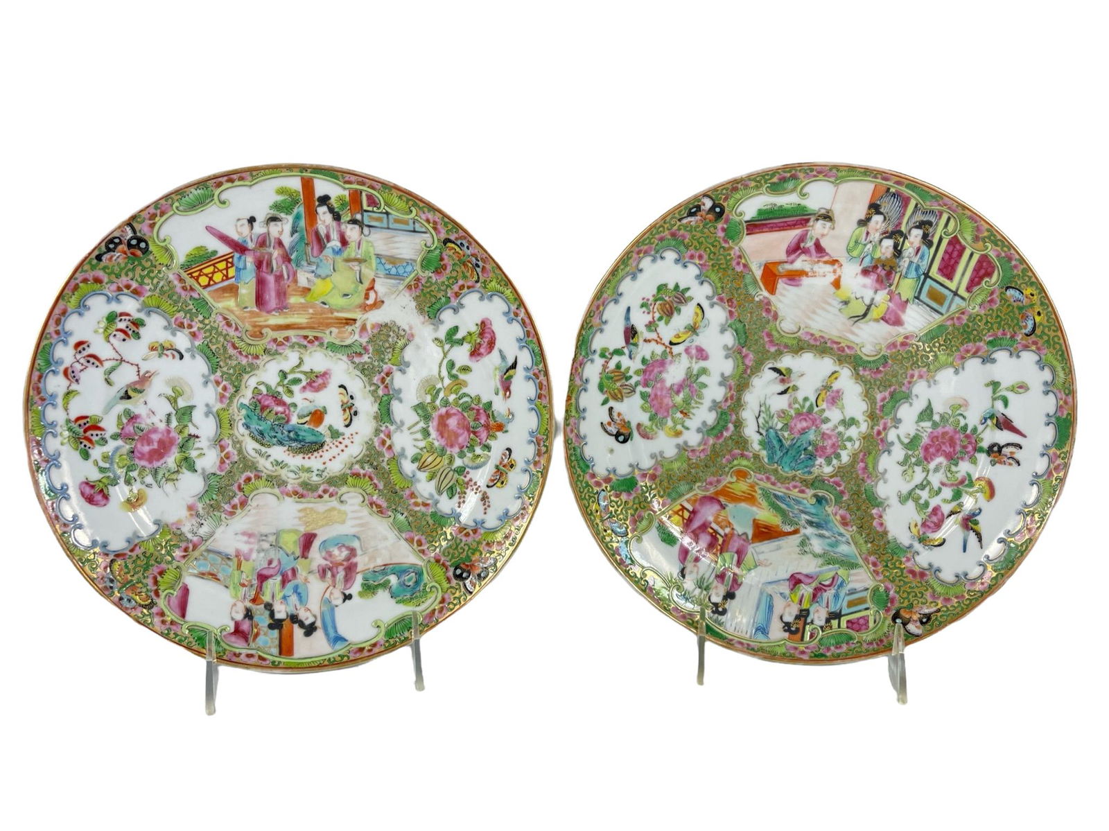 A pair of chinese antique Canton porcelain plate (1 of 11)