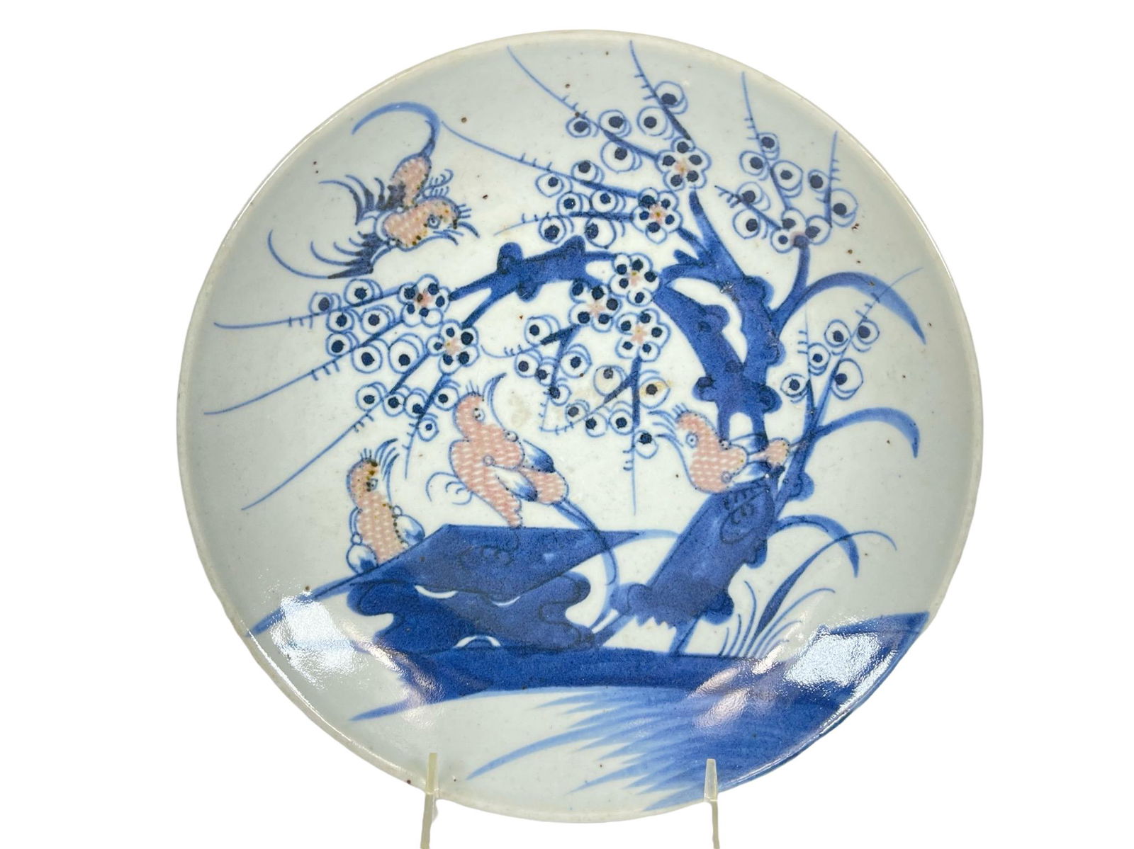 Chinese antique B&W and red porcelain plate (1 of 7)