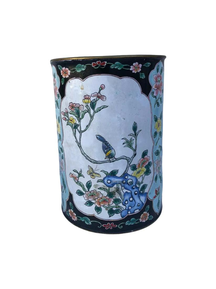 A chinese flower and bird theme cloisonne holder (1 of 4)