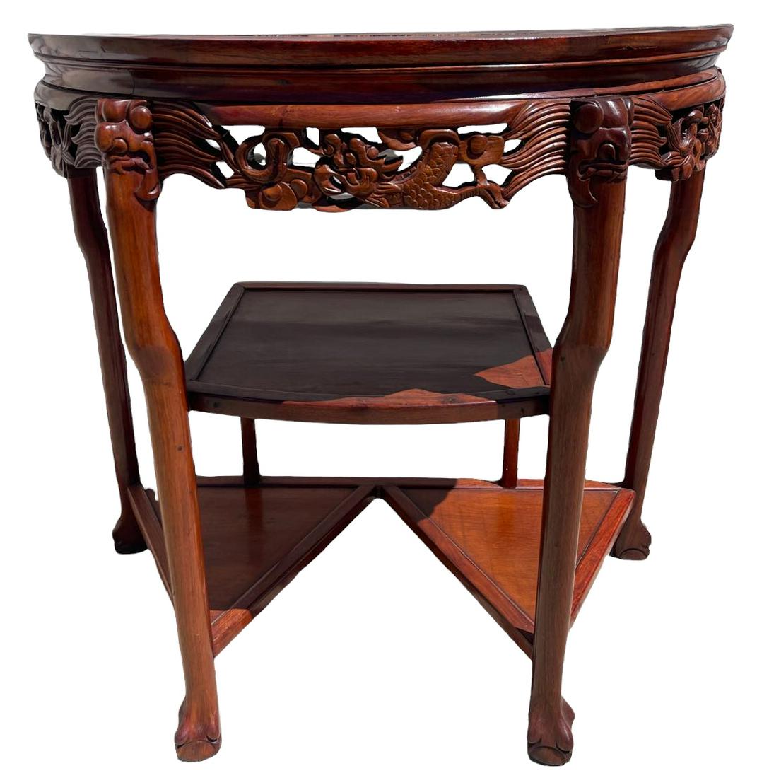 A fine chinese rosewood half table with marble inlaid (1 of 5)