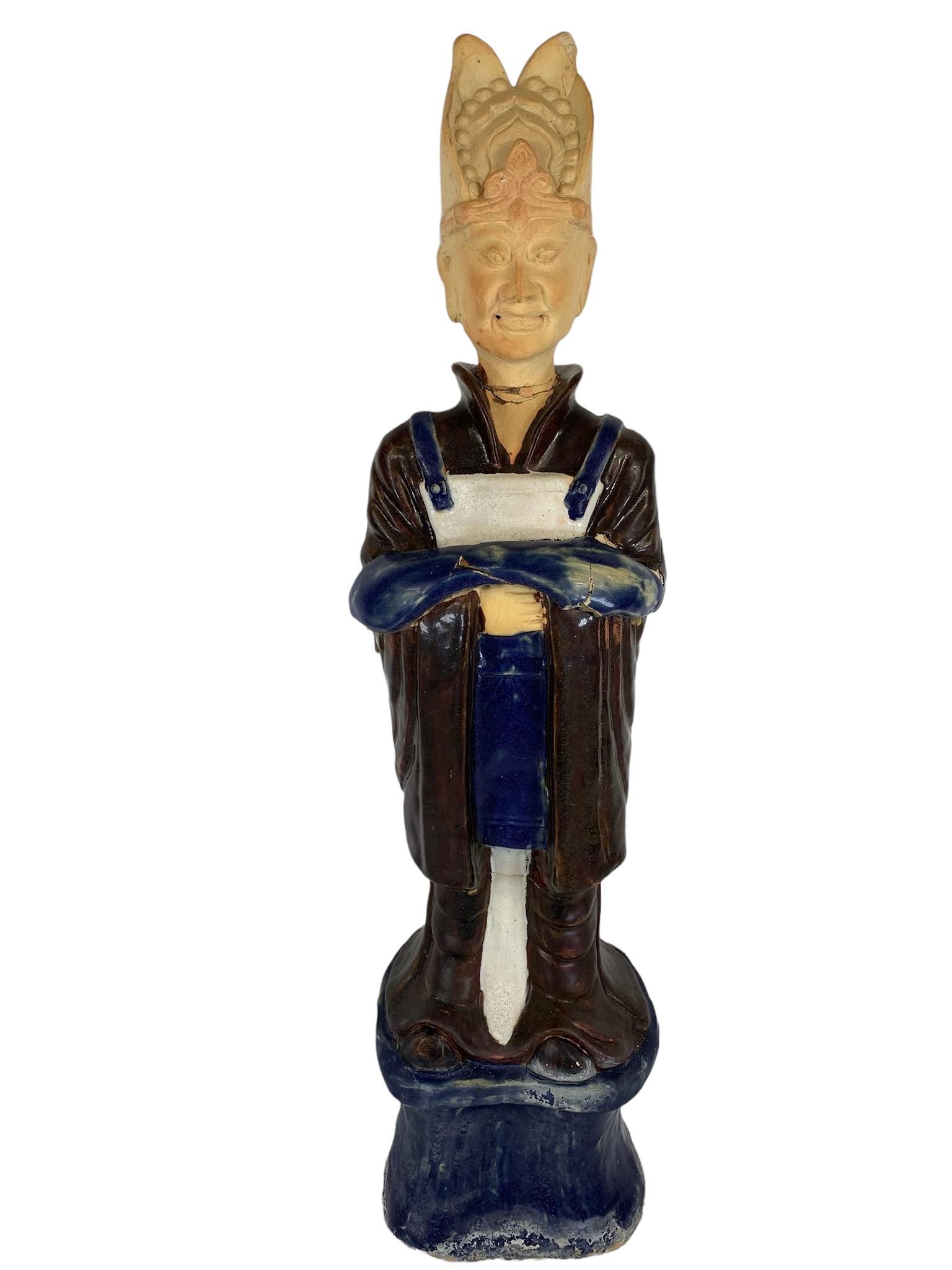 A large chinese ceramic blue and brown figure (1 of 13)