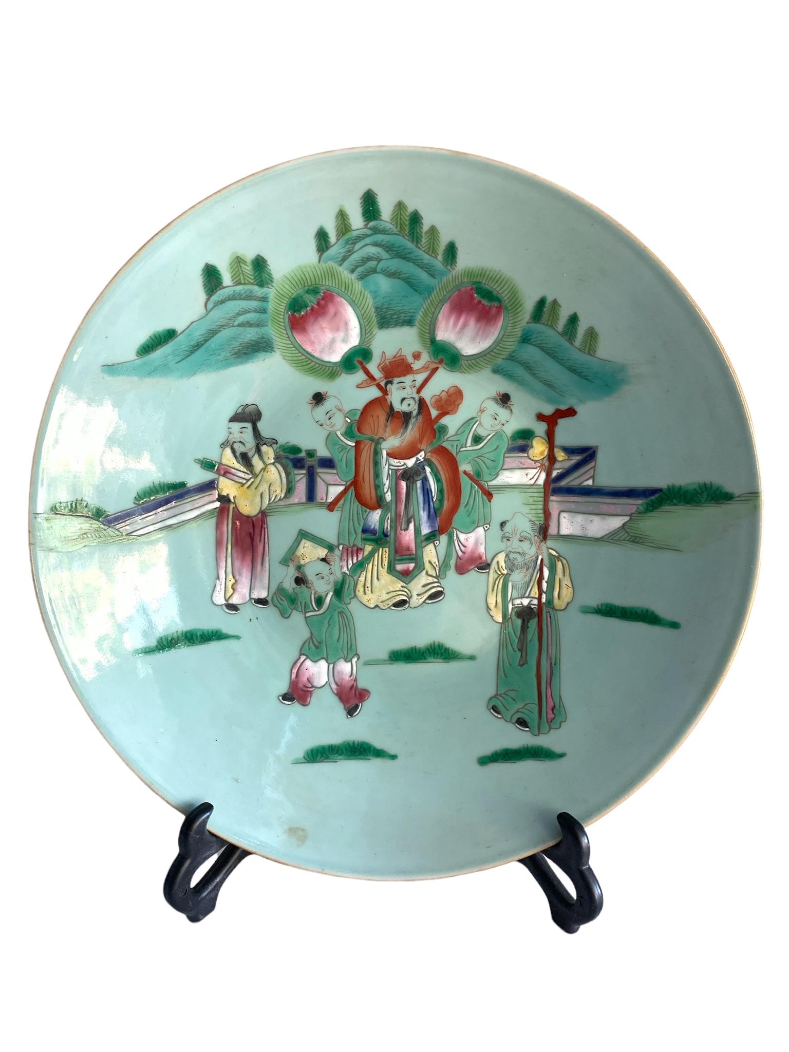A fabulous chinese green glazed porcelain plate (1 of 6)