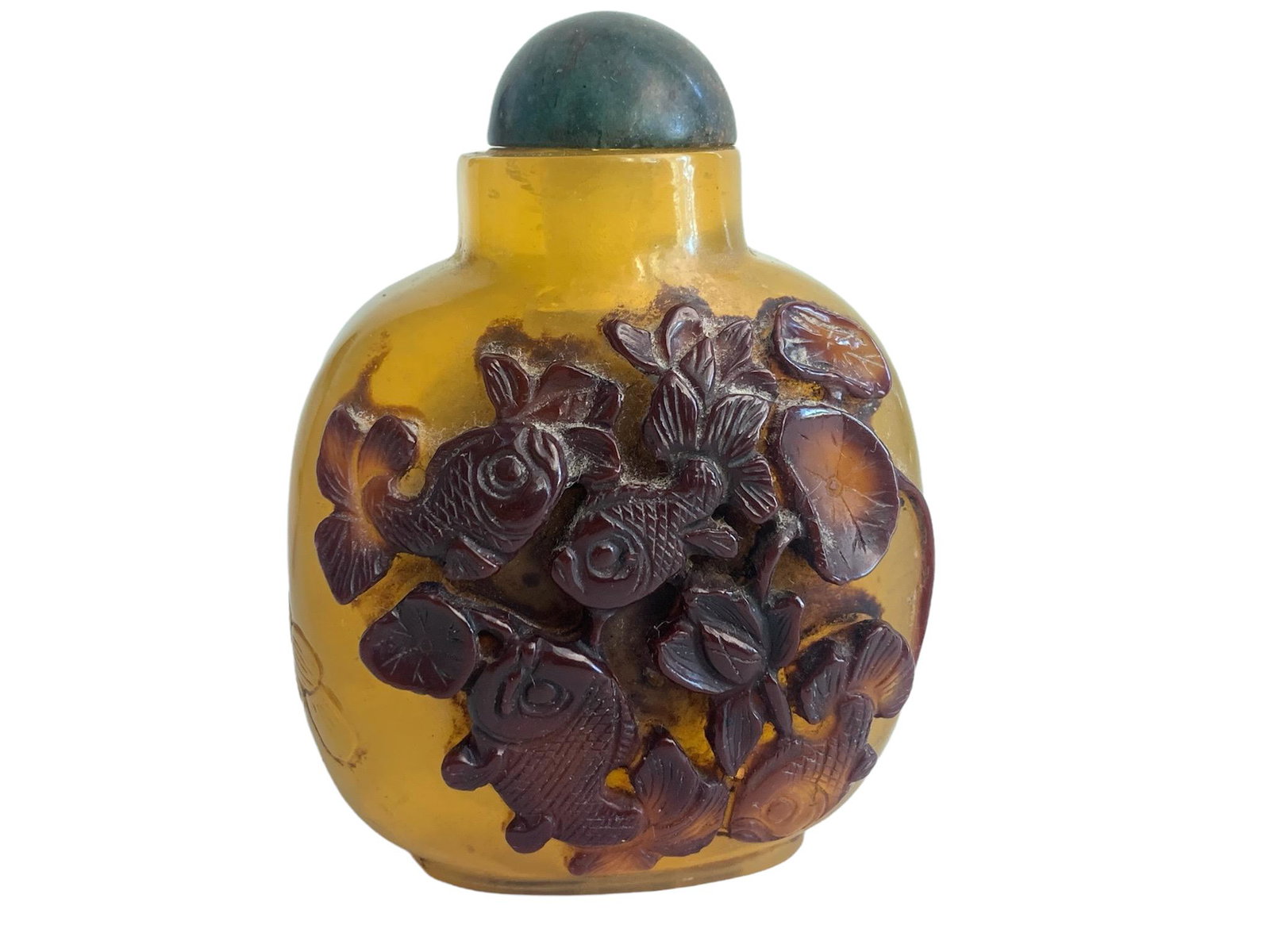 A fine chinese pecking glass like snuff bottle: one pecking glass like snuff bottle H: 7.0cm
