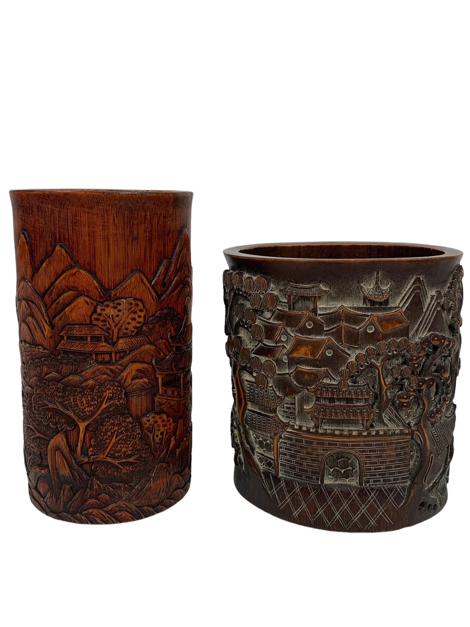 2 beautifully carved chinese wooden holder: 2 beautifully carved chinese wooden holder; Taller: 7.2"H