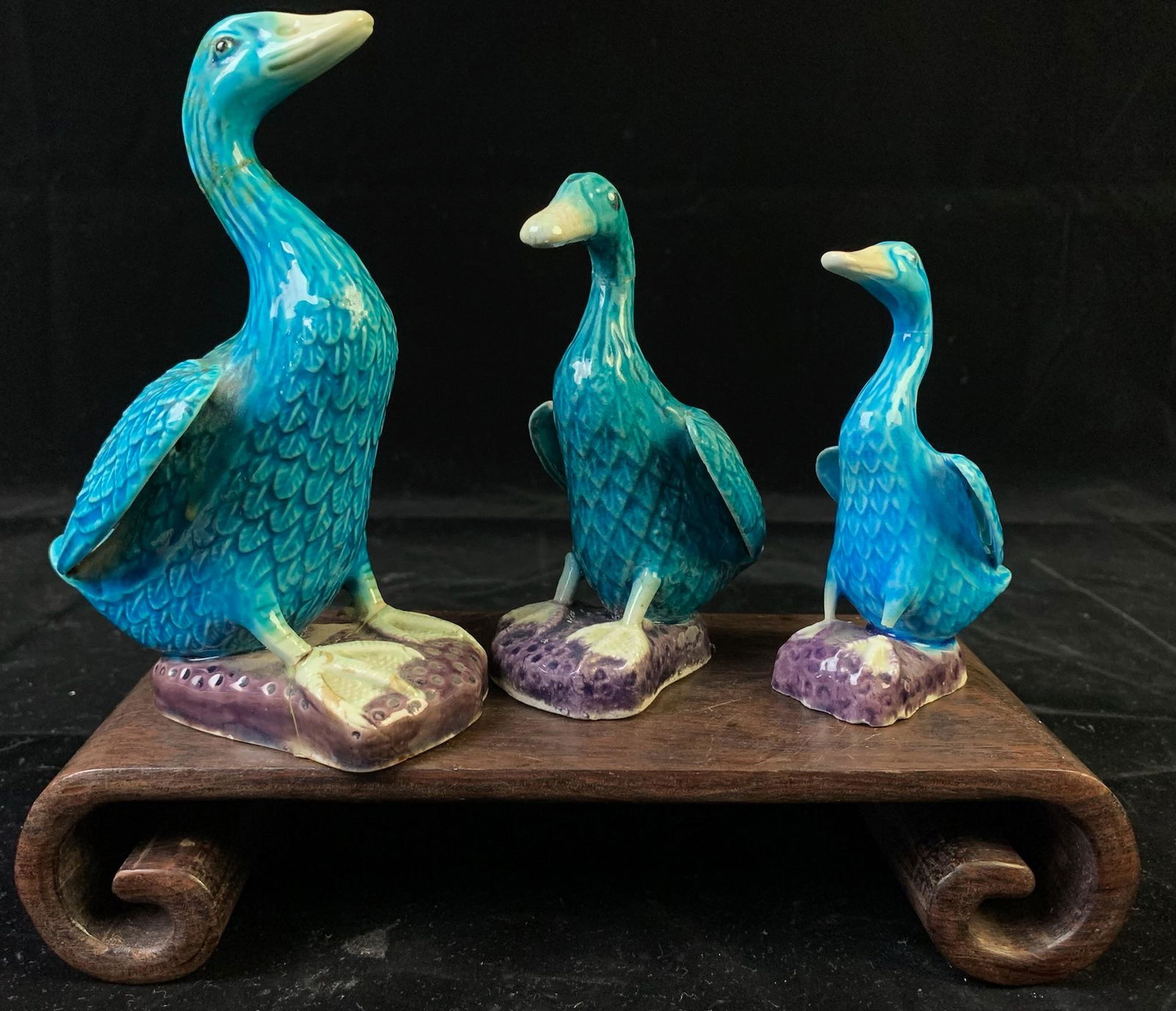 A group of chinese antique blue glazed porcelain duck (1 of 7)
