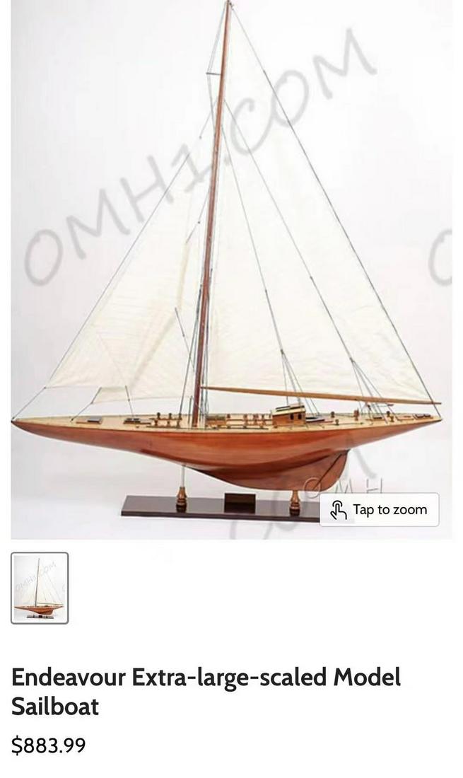 A fine HMS Endeavour mahogany/metal model: fine HMS Endeavour mahogany/metal model; 23" x 11" x 26"