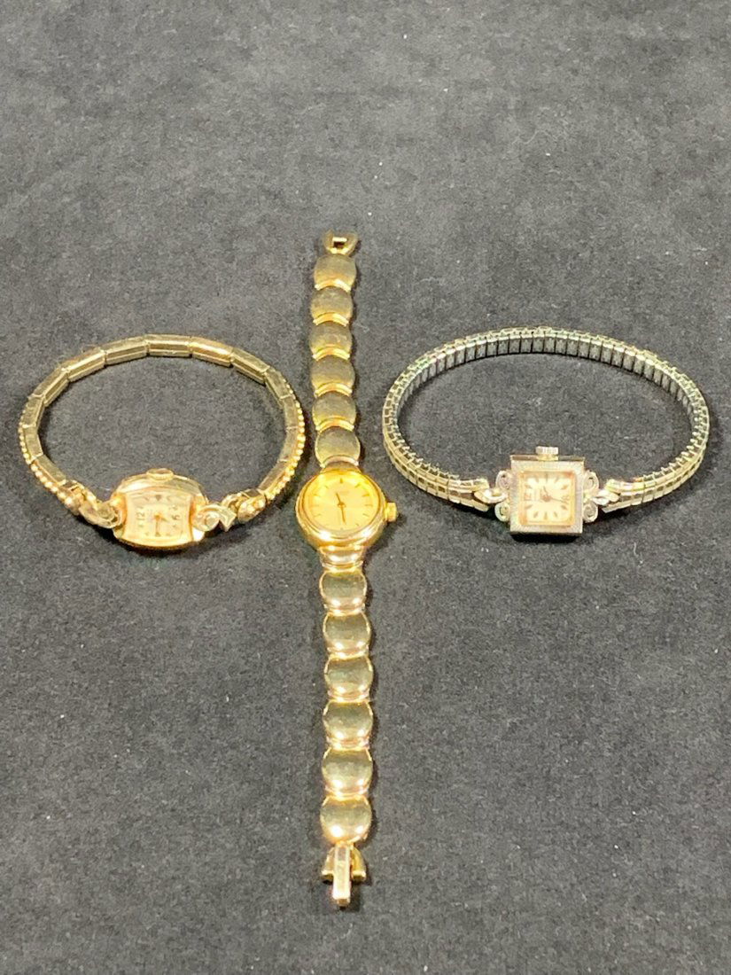 A Citizen, Gruen 14k, and Lucien Piccard 14k gold watch: Citizen, Gruen 14k, and Lucien Piccard 14k gold watch;