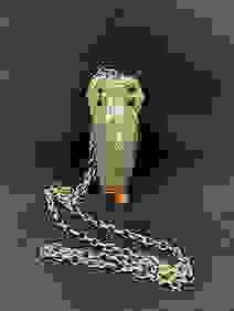 A fine chinese antique silver necklace with silver carved vase First Image