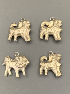 A group of old chinese gold gilded silver decorated on old Chinese children hat: H:2.2cm