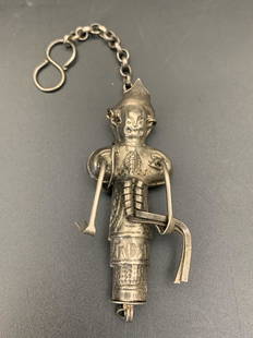 A fine chinese old silver carved figure pendant: fine chinese old silver carved figure pendant; L: 4.7"