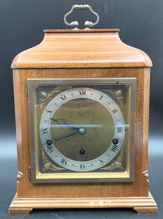 A SHREVE Crump Low Co. 8-DAY LEVER WESTMINSTER AND WHITTINGTON CHIME CLOCK: A SHREVE Crump Low Co. 8-DAY LEVER WESTMINSTERAND WHITTINGTON CHIME CLOCK 13"H