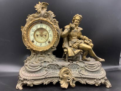 A fine handpainted victorian bronzemount clock with SEVRES style porcelain decoration: A fine handpainted victorian bronze mount clock with SEVRES style porcelain decoration 14.6"H