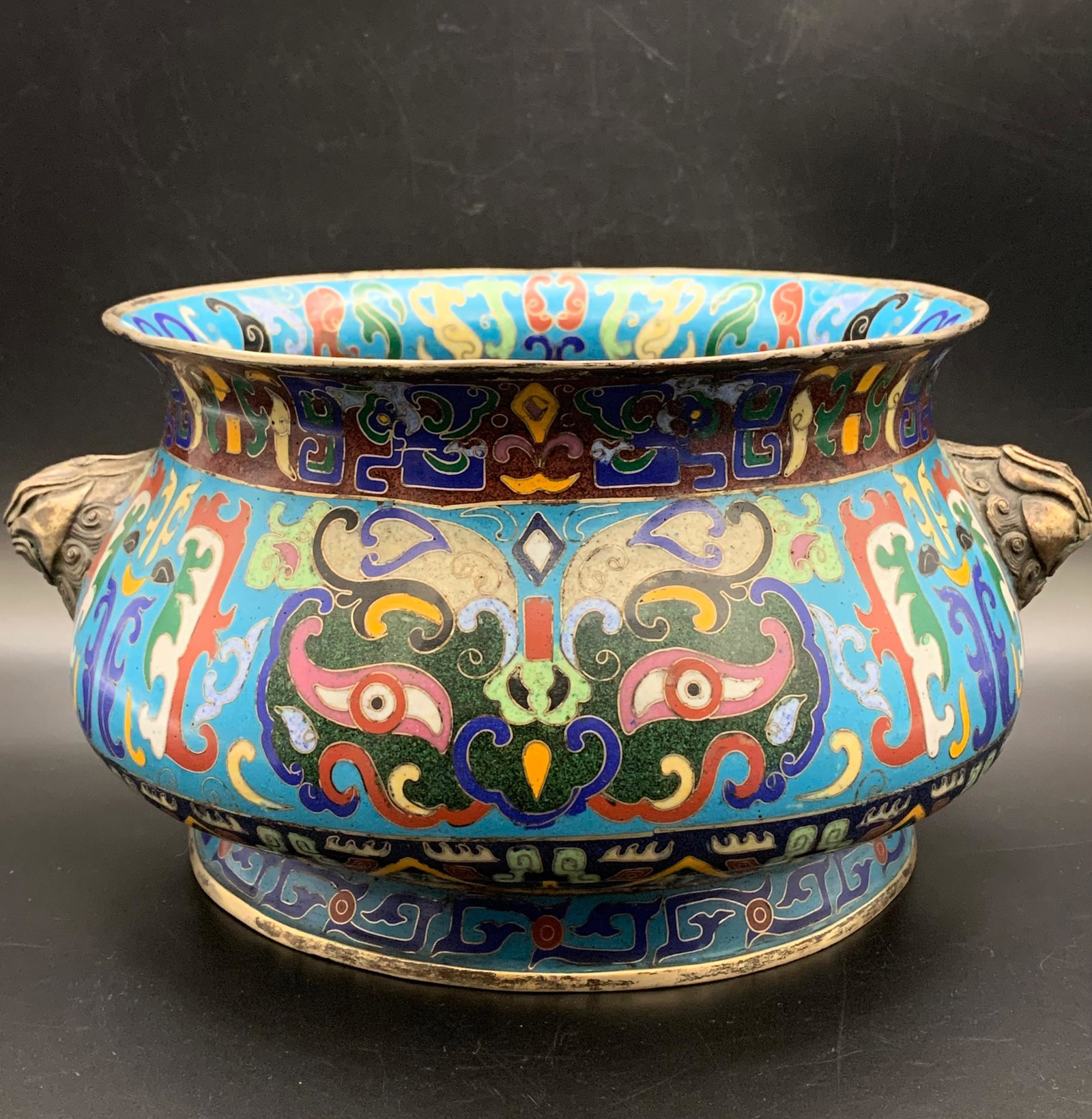 Important chinese antique cloisonne bowl: 6.25" x 9.25"