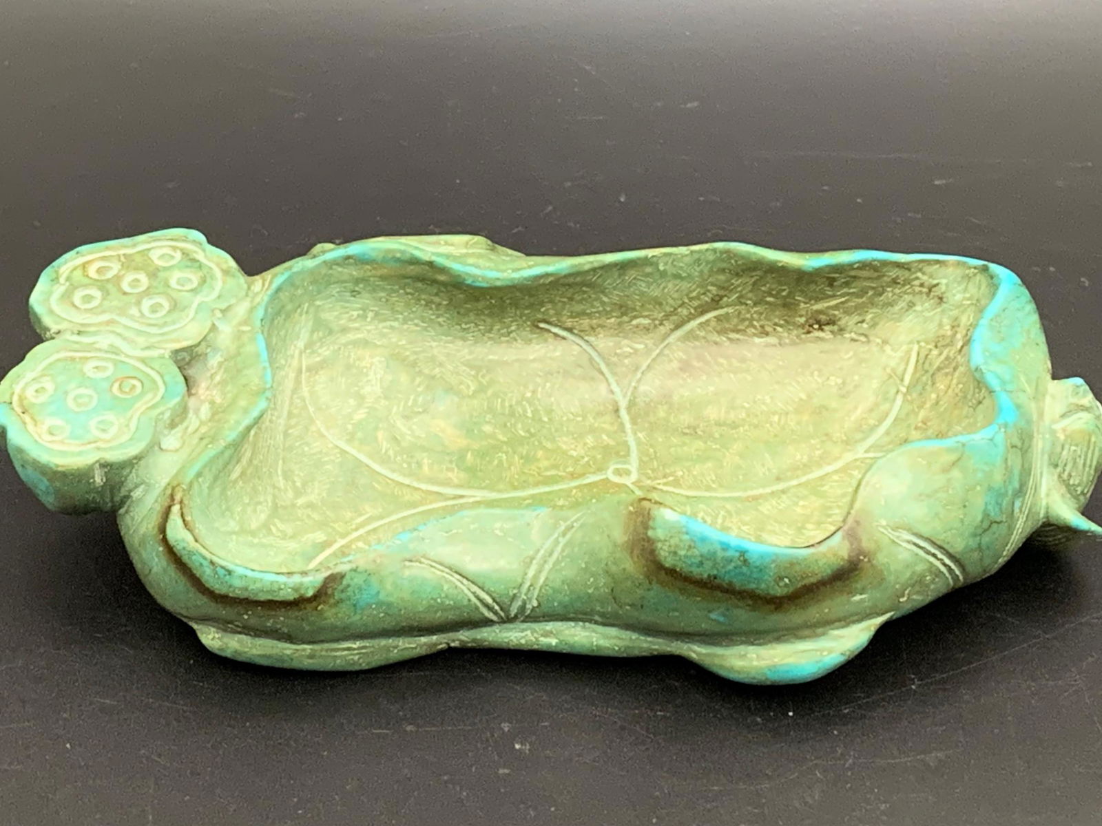 Fine turquoise carved lotus wash (1 of 6)