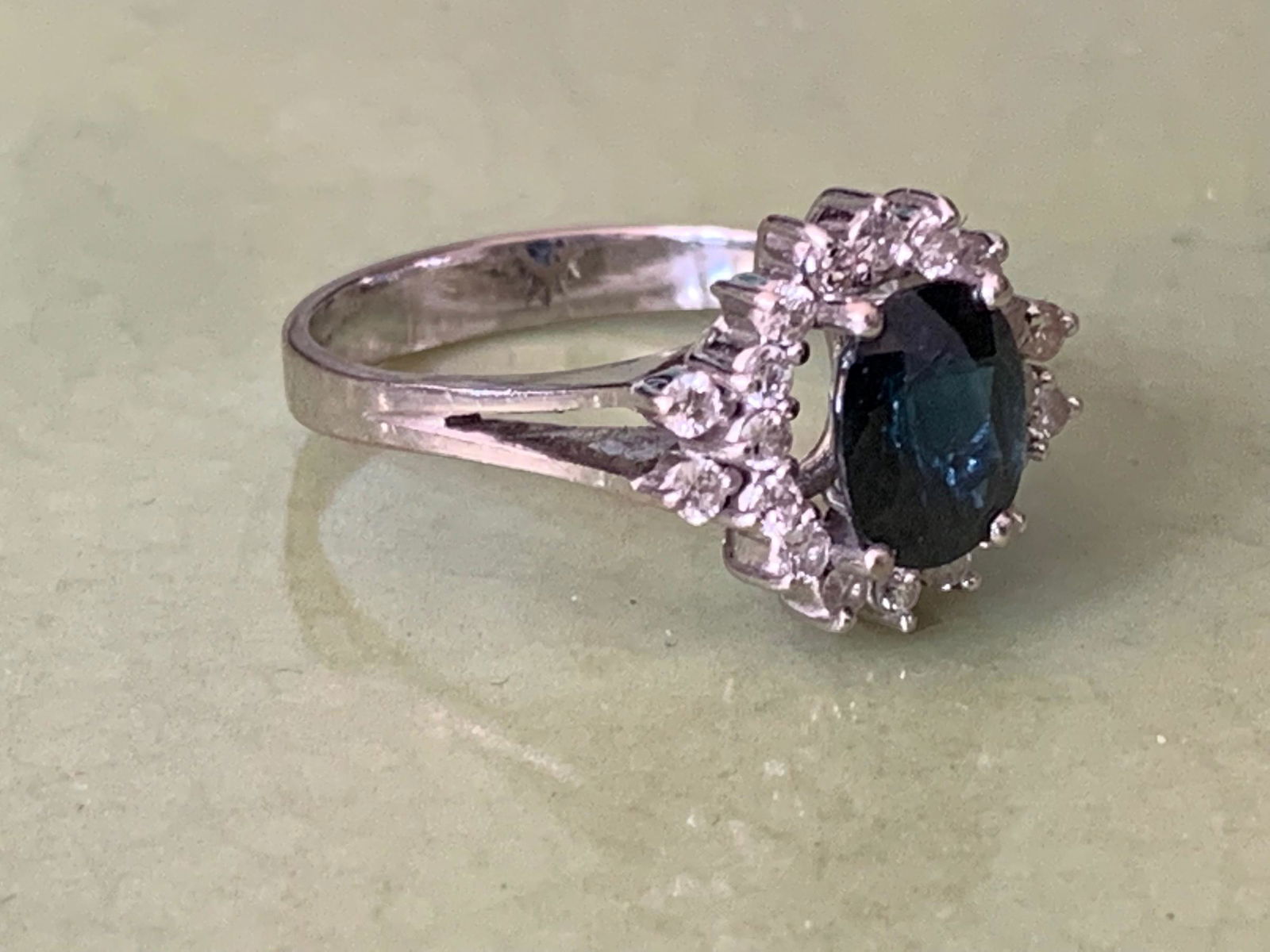 Fine 14k gold Blue Sapphire diamond ring (1 of 5)
