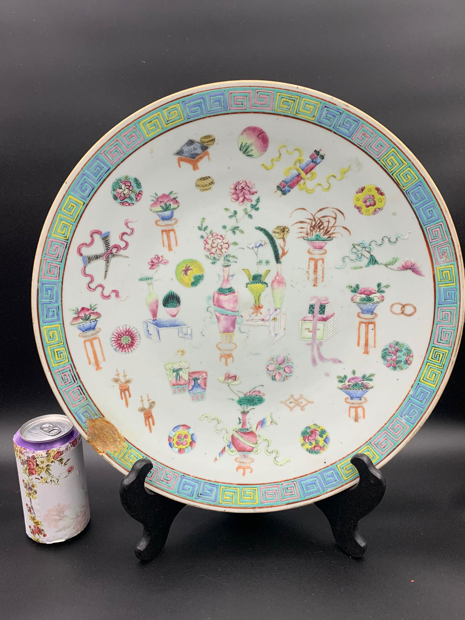 Fine large chinese antique famille rose porcelain plate (1 of 9)