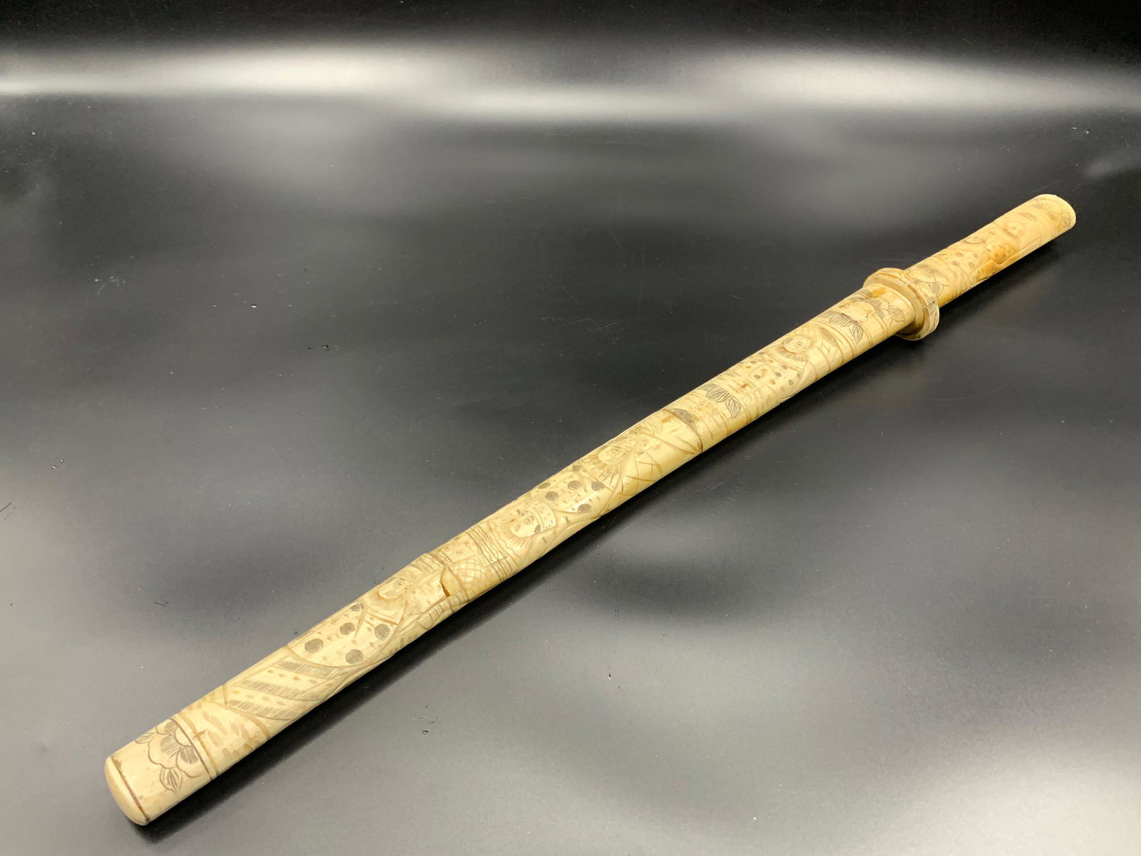 Antique japanese bone engraved katana: 24"