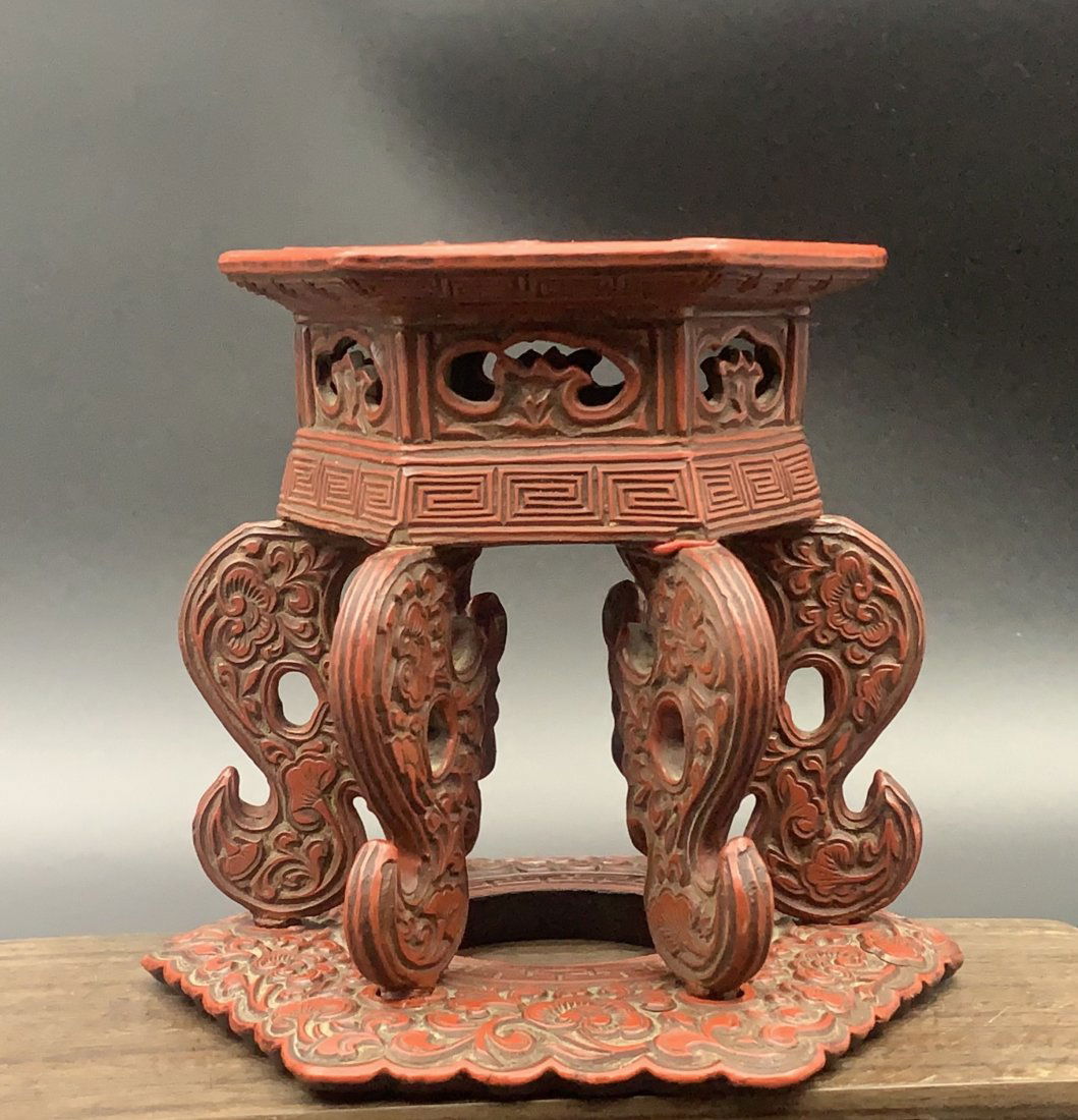 Fine chinese antique cinnabar stand (1 of 10)