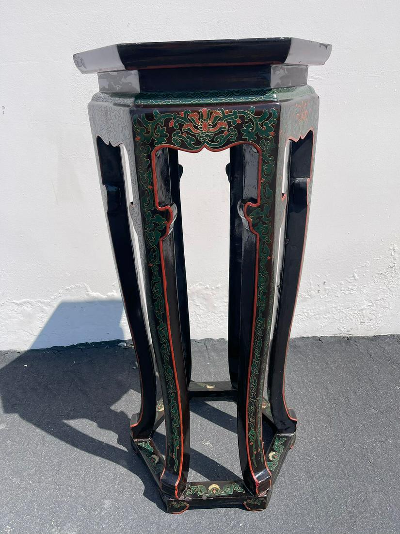 Fabulous chinese antique lacquered stand with floral and bird scene (1 of 13)