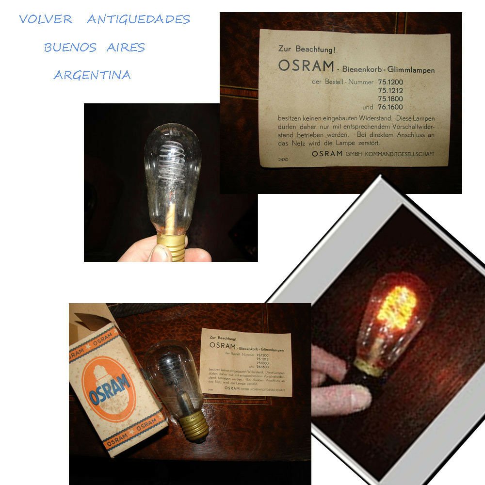1 Osram light bulb RARE FILAMENT: NOS We purchased a quantity of this light bulbs In original box Working