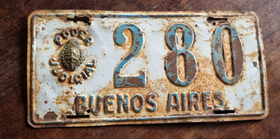 Rare argentinian PODER JUDICIAL license plate Buenos Aires 280 (0163