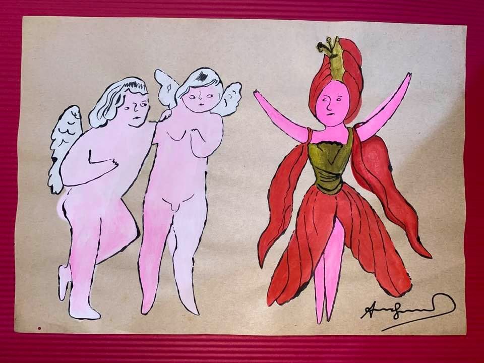 Andy Warhol Drawing On Paper (In the Style Of): In the style of Andy Warhol Drawing on paper 11 1/2 x 8 in. (Pittsburgh; August 6, 1928 - New York; February 22, 1987), commonly known as Andy Warhol, was an American plastic artist and filmmaker who 