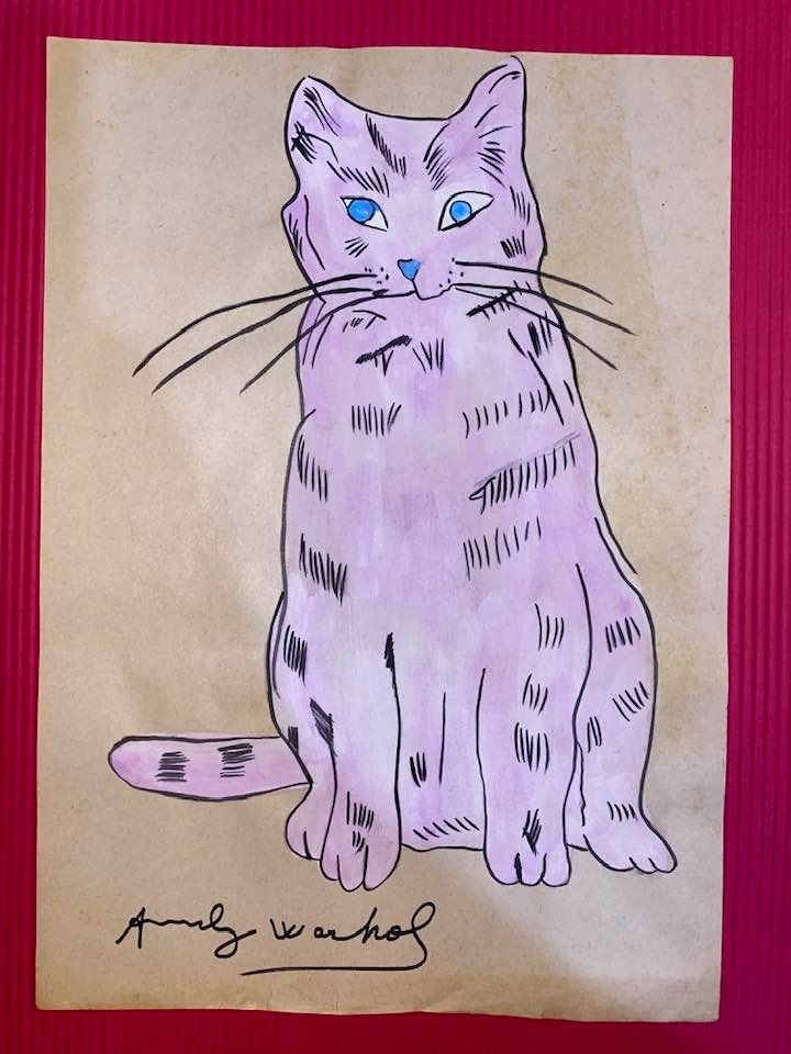 Andy Warhol Drawing On Paper (In the Style Of): In the style of Andy Warhol Drawing on paper 11 1/2 x 8 in. (Pittsburgh; August 6, 1928 - New York; February 22, 1987), commonly known as Andy Warhol, was an American plastic artist and filmmaker who 
