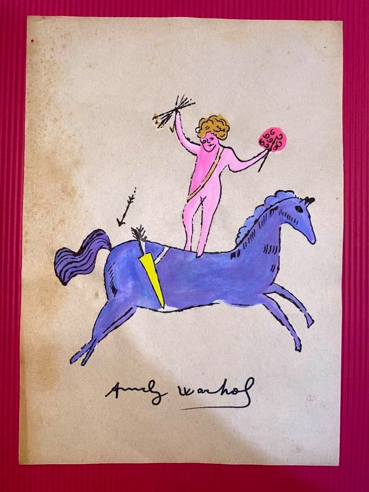 Andy Warhol Drawing On Paper (In the Style Of): In the style of Andy Warhol Drawing on paper 11 1/2 x 8 in. (Pittsburgh; August 6, 1928 - New York; February 22, 1987), commonly known as Andy Warhol, was an American plastic artist and filmmaker who 
