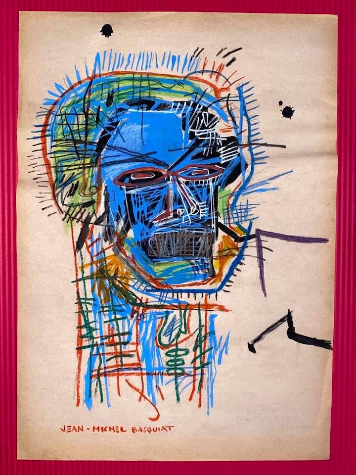 Jean-Michel Basquiat Mixed Media (In the Style of): In the style of Jean-Michel Basquiat Drawing on paper 11 1/2 x 8 1/4 in. Jean-Michel Basquiat (December 22, 1960 Â– August 12, 1988) was an American artist of Haitian and Puerto Rican descent. Basq
